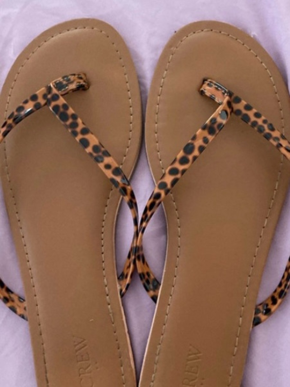 J. Crew Leopard-Print Strap Tan Flip Flops